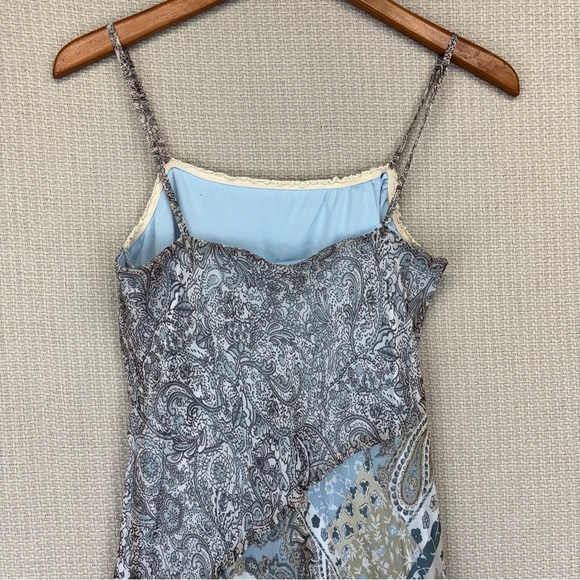 Vtg G-Dresses Y2K Sleeveless Blue Patchwork Maxi Dress Paisley Asymmetric Sz 7 - Picture 8 of 10